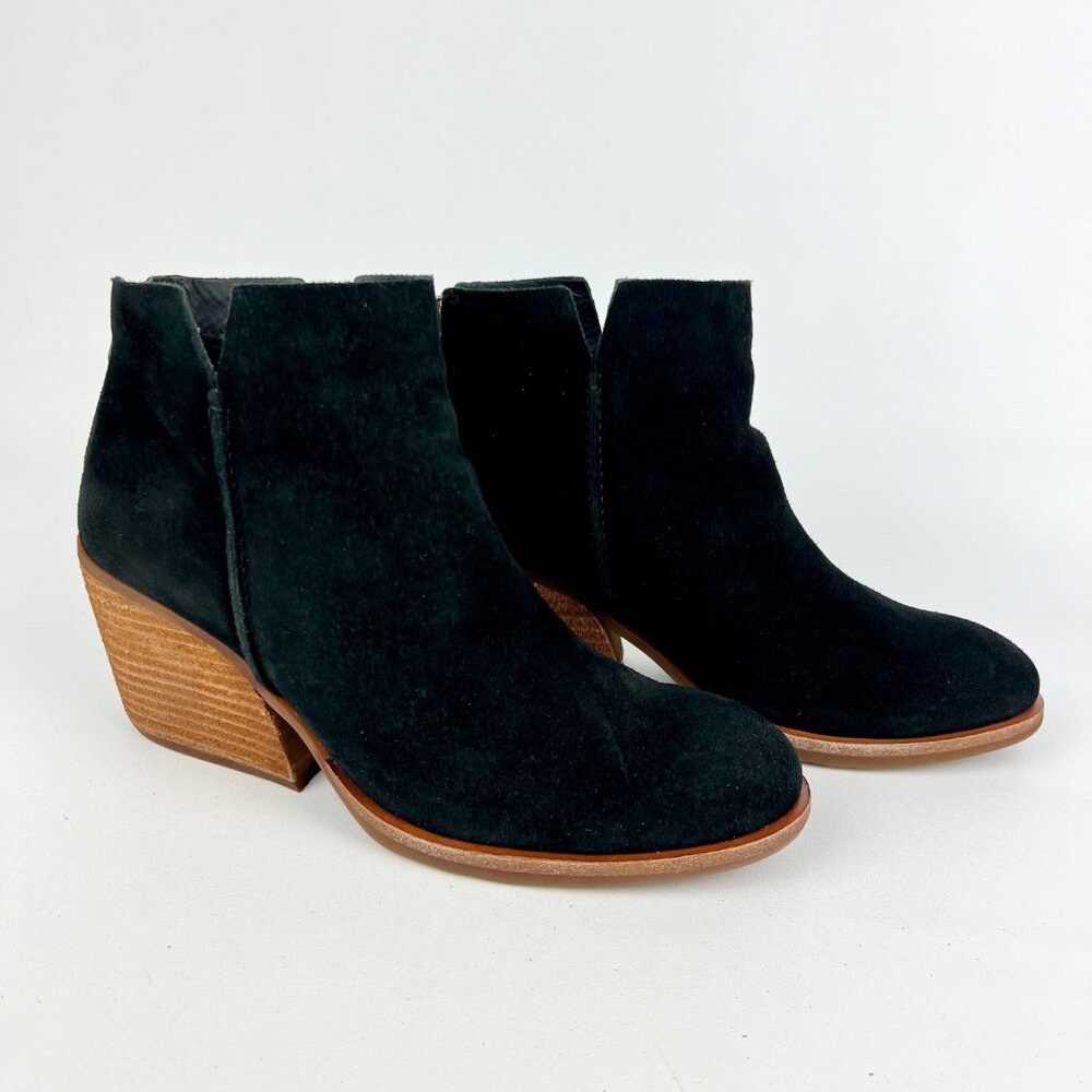 Kork Ease Womens Chandra Black Suede Bootie Block Heel Ankle Boots size 7.5